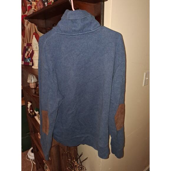 Polo Ralph Lauren Sweater Men Large Blue Shawl Collar Elbow Pads Small Pony - Picture 3 of 6